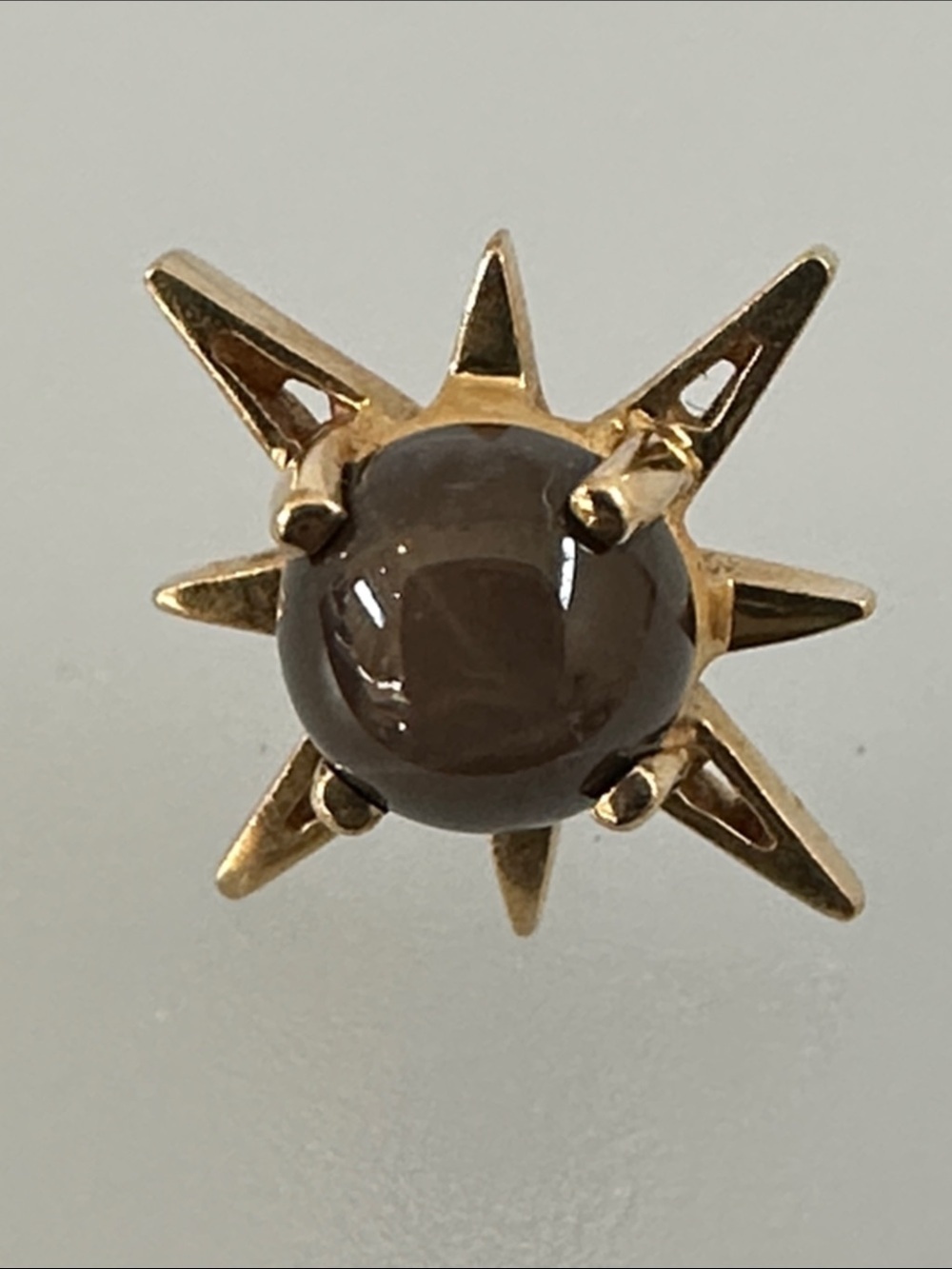 14k real Solid Gold Pin moon Star Gem Earring​